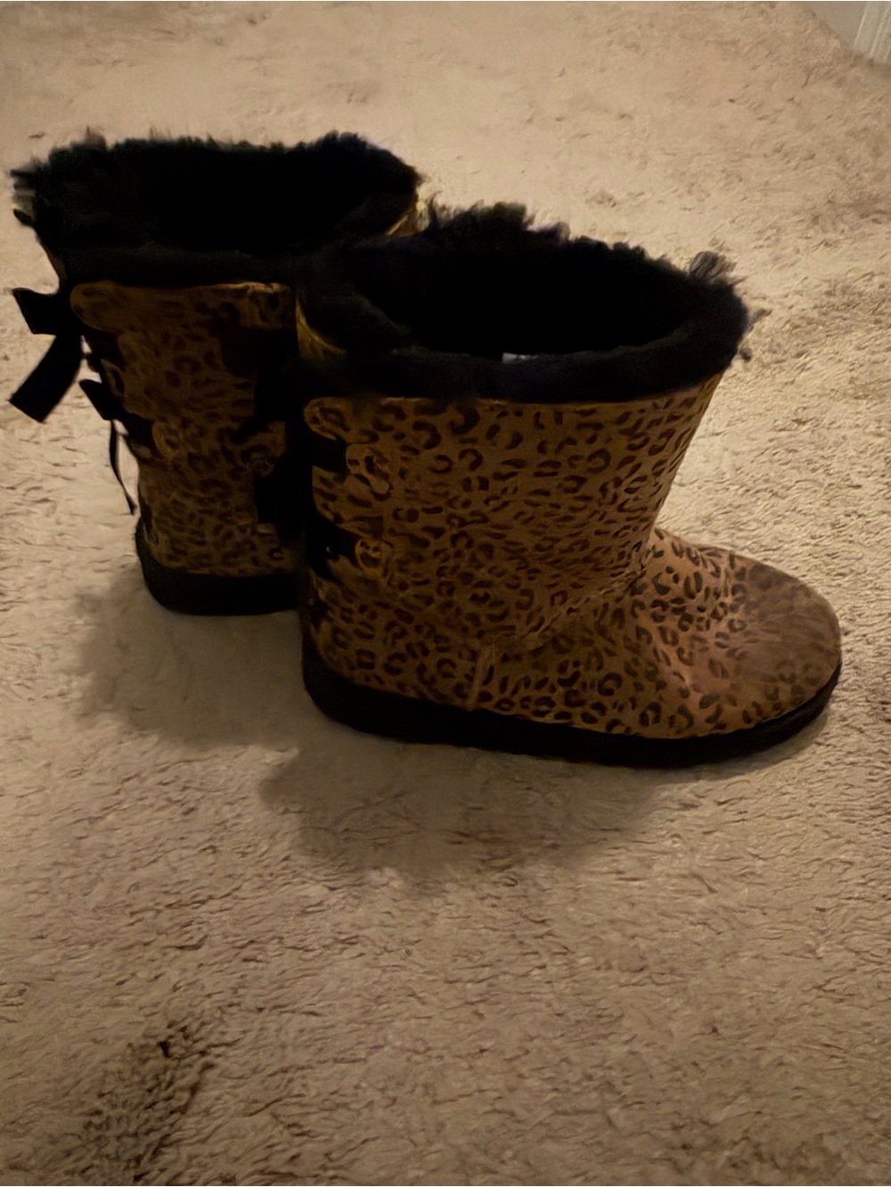 Kids Ugg Leopard Print Fleece-Lined Winter Boots - Brown